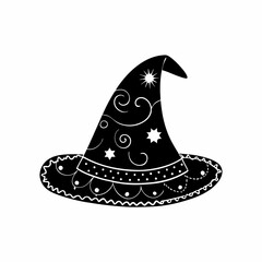 creative Silhouette witch-hat Icon Vector Illustration
