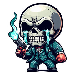 Crying Skull Gangster with Gun