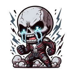 Crying Skull Superhero with Lightning