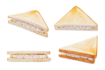 Chicken salad sandwich on a white isolated background
