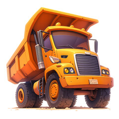 Construction action truck on in a dynamic environment transparent background