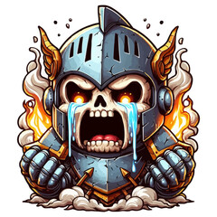 Crying Knight Skull Illustration