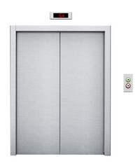 Front view of elevator doors isolated on transparent background. 3D illustration © Destina