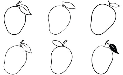 Set of mango line art vector illustration design