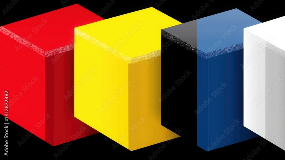 Aufkleber three different colored boxes displayed in a simple 3-block diagram for effective branding process v