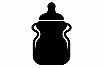 Baby Bottle Silhouette Vector Illustration Black and White