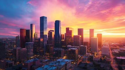 Bright sunset hues lighting up skyline over quiet waters high resolution picture