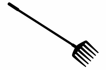Garden Rake Silhouette Vector Illustration Black and White