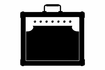 Guitar Amplifier Silhouette Vector Illustration Black and White