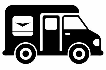 Mail Delivery Truck Silhouette Vector Illustration Black and White