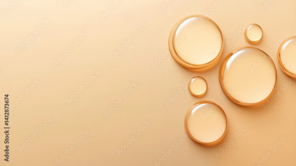 Poster luxurious background with gradient champagne tones, glossy surfaces and soft-focus light bokeh