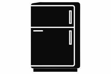 Refrigerator Silhouette Vector Illustration Black and White