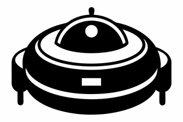 Robot Vacuum Silhouette Vector Illustration Black and White