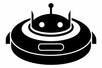 Robot Vacuum Silhouette Vector Illustration Black and White