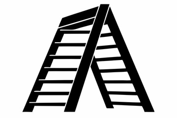 Stepladder Silhouette Vector Illustration Black and White