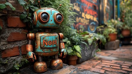 Vintage Robot Alleyway with Steampunk, and Art Toy.