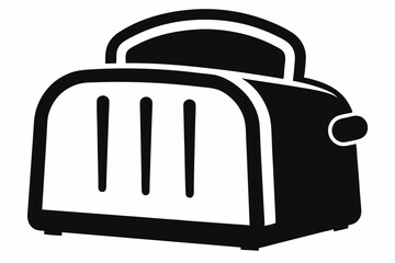 Toaster with Bread Silhouette Vector Illustration Black and White
