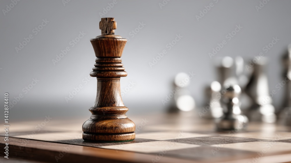 Poster close-up of a distinct chess piece emphasizing the importance of strategy and position in a chess ga