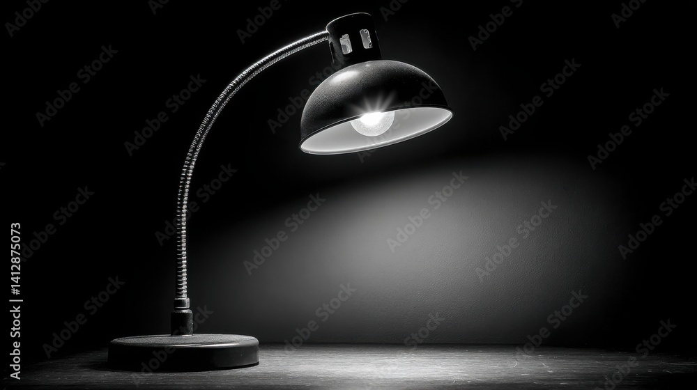 Poster stylish desk lamp on a table creating a soft circle of light to enhance focus and provide a comforta