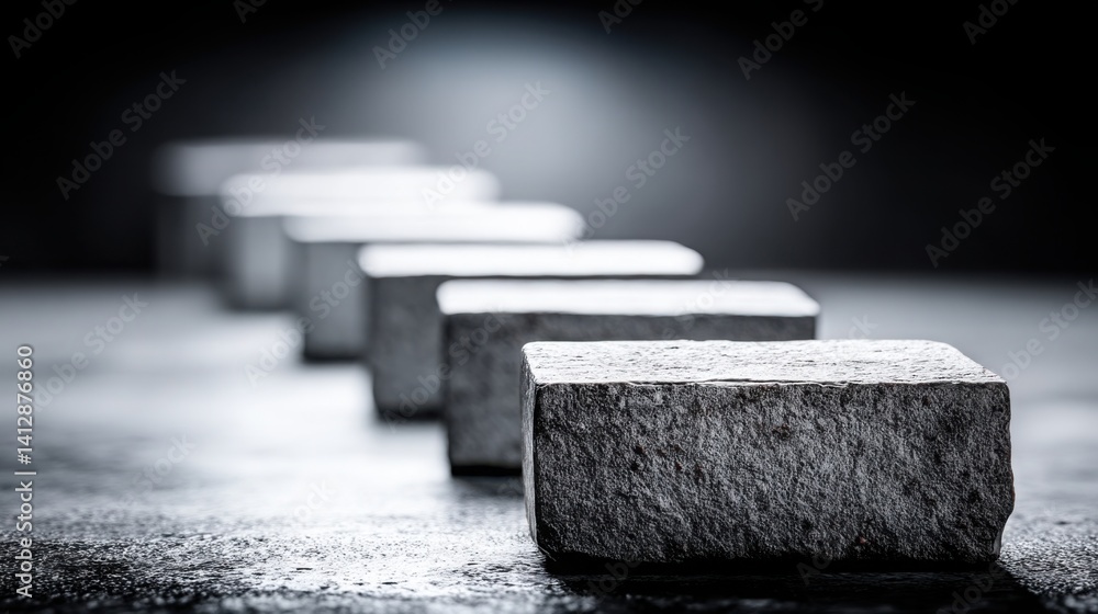 Aufkleber raw block of concrete on a desk surface signifying the concept of beginning simply in a creative wor