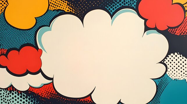 Comic books dialog bubbles. Cartoon book superhero scrapbook page template empty comical speech clouds graphic art frame layout template illustration. Pop art background with blank balloons 