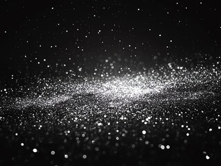 Shimmering black background with silver glitter creates a luxurious festive mood Perfect for holiday cards or party invitations