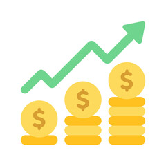 grow money and safe money concept with stacks of dollar coins and financial profit chart in business clipart