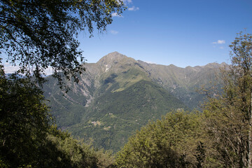Mountain named “Legnoncino”.
Panoramic view on mountain named “Legnoncino” from a location named: “Alpe Giumello”.