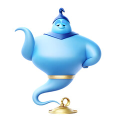Obraz premium 3D Cartoon Genie Characters with Magic Lamps – Fantasy & Wish Icons