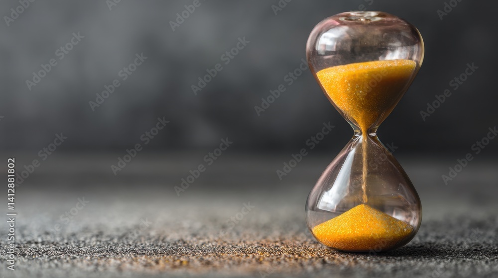 Poster elegant hourglass with soft shadow symbolizing time management and the passage of time in a minimali