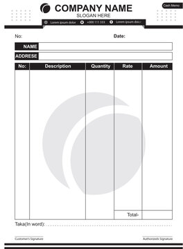 Invoice cash memo delivery note template design vector file.