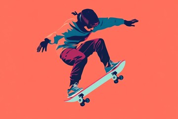 Obraz premium flat vector of a person skateboarding