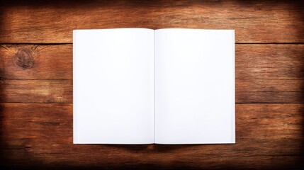 Open book resting on a wooden table signifying a new start and fresh ideas in a minimalist design approach