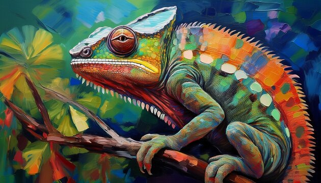 &Ouml;lgem&auml;lde Cham&auml;leon