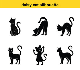 Set Of Playful Cat Silhouettes In Different Poses
