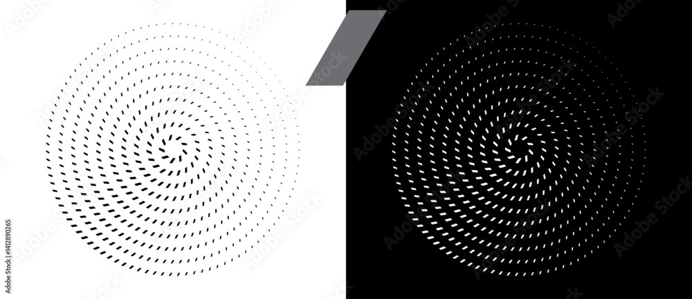 Poster abstract background with quadrangles in circle. art design spiral as logo or icon. a black figure on