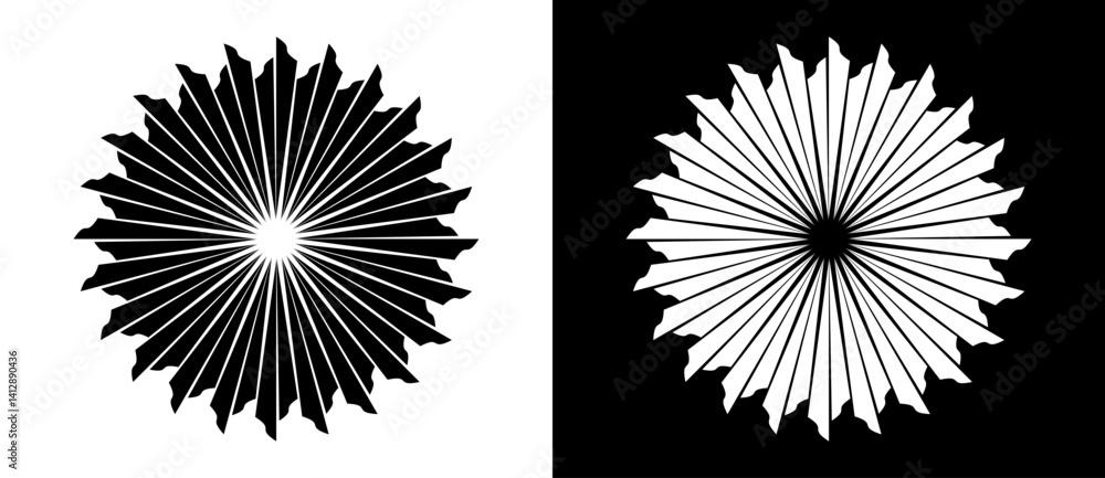 Poster circle with lines as dynamic abstract vector background or logo or icon. flower concept. black spira