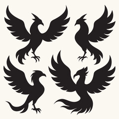 Fototapeta premium Phoenix Bird Silhouette Retro Design 