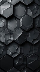 Hexagonal pattern with intricate texture on a black matte surface
