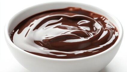 Melted chocolate in a white bowl