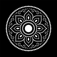 Circular pattern in form of mandala with flower for Henna, Mehndi, tattoo, decoration. Decorative ornament in ethnic oriental style. Outline doodle hand draw vector illustration.