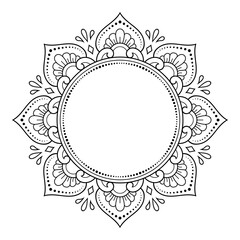 Frame in eastern tradition. Stylized with henna tattoos decorative pattern for decorating covers for book, notebook, casket, magazine, postcard and folder. Flower border in mehndi style.