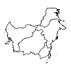 administrative map of Indonesian provinces in the Kalimantan island region black line