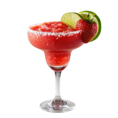 Refreshing frozen strawberry daiquiri with lime garnish studio shot culinary delight