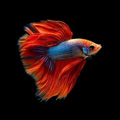 Fototapeta premium Stunning close up of colorful Siamese fighting fish in motion