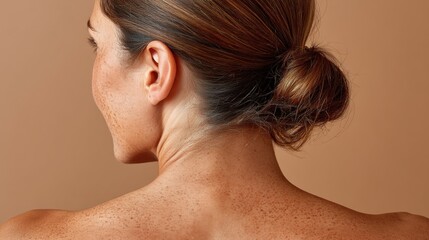 Woman back and neck portrait updo hairstyle