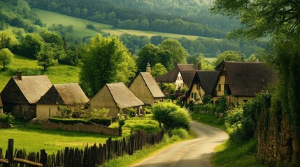 Fototapeta premium village in the mountains