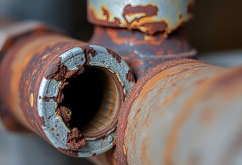 rusted pipe with a hole in it