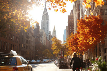 Bicyclist navigating through bustling city streets during the daytime