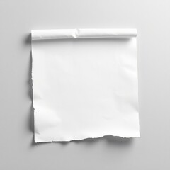 White Paper Sheet with Rolled Edge on Gray Background